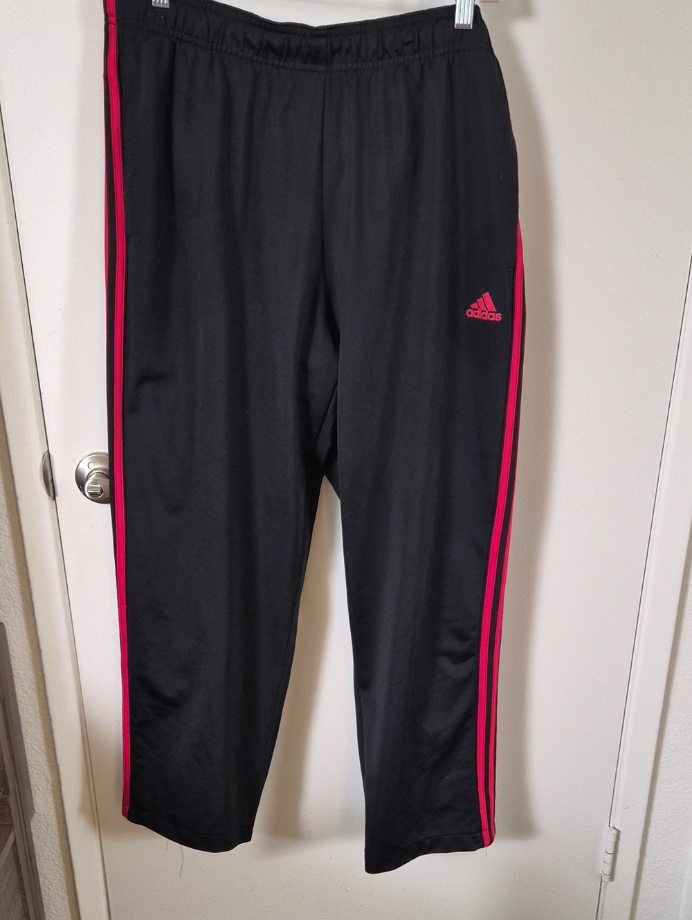 adidas Black Joggers with Red Side Stripes Exellent Condition See Details